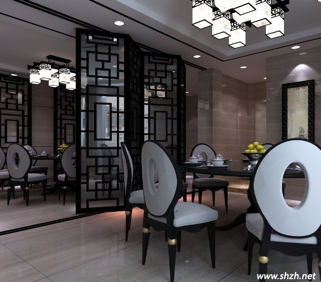 中式風(fēng)格裝修 餐廳裝修效果 屏風(fēng)