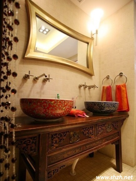 典雅中式雙洗手盆設(shè)計